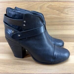 Rag & Bone Harrow Bootie Womens 8.5 Black Leather Block Heel EU 38.5